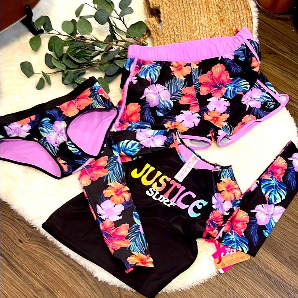 Justice Surf Floral Swim Set